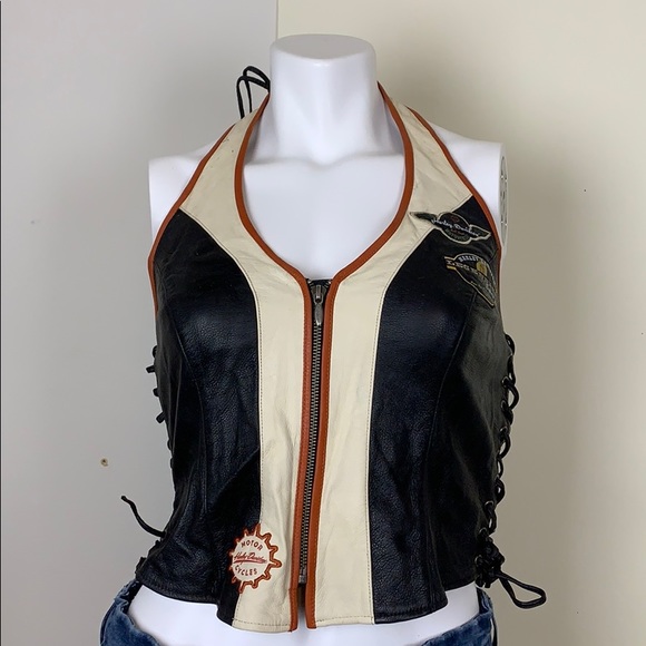 Harley Davidson vintage leather halter corset sz S